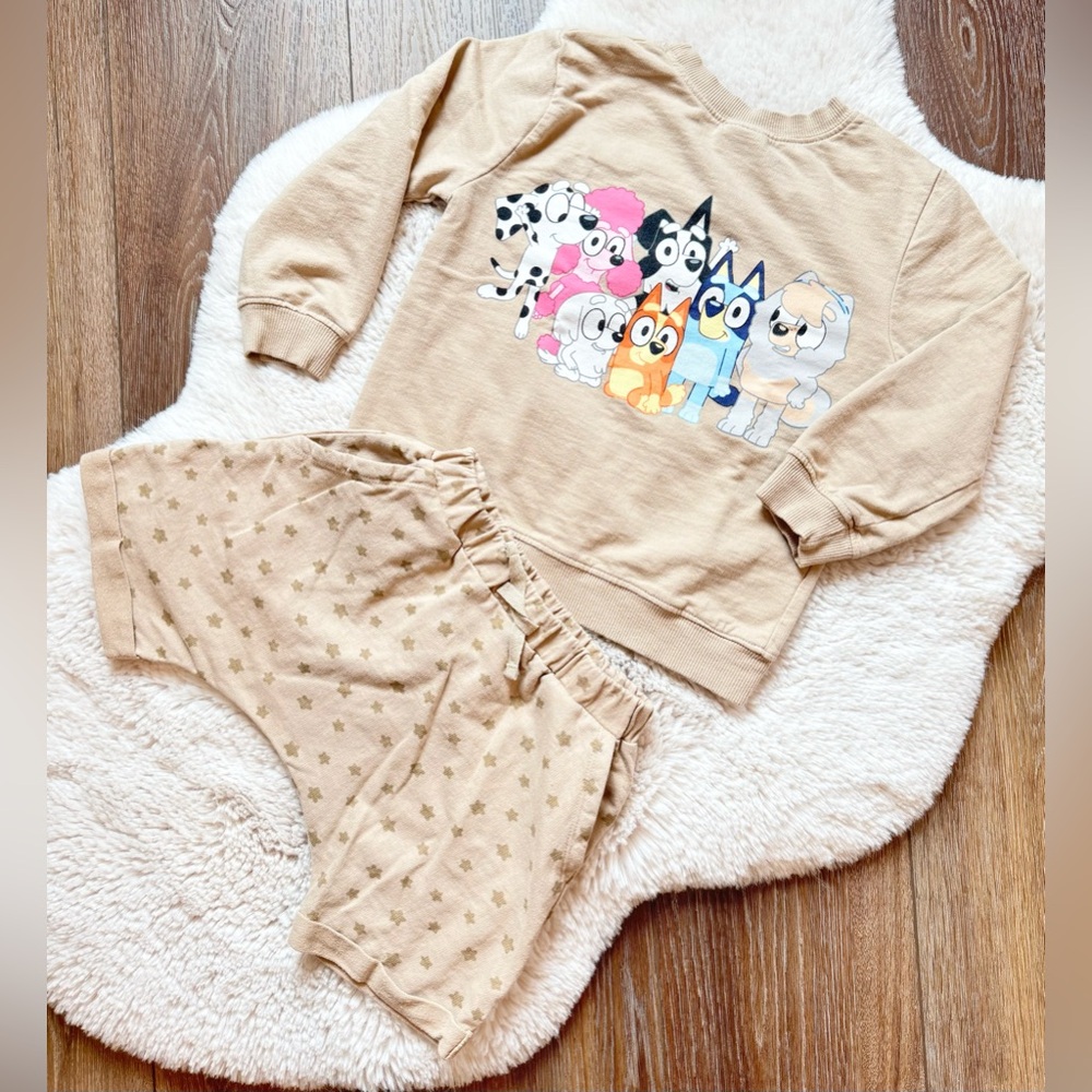 Bluey Set of 100%Cotton Long Sleeve Sweatshirt & Shorts 3T